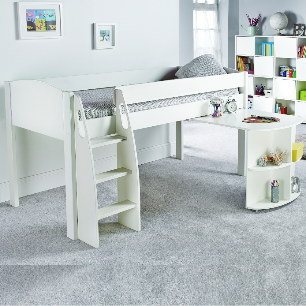 Uno S Midsleeper incl. Pull Out Desk - White Headboards
