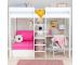 Uno 5 White Highsleeper with Desk + Pullout Chairbed with Pink Cushion Set - view 1