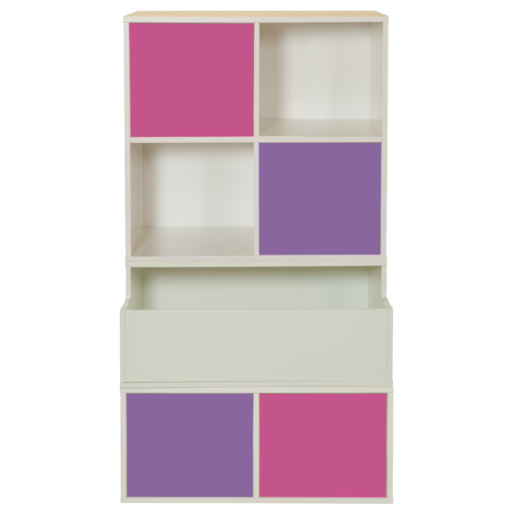 Uno S Storage Bundle D2 - incl.1 x Deep Base Unit + 1 x Toy Box + 1 x Cube Unit + 2 x Pink Doors + 2 x Purple Doors 