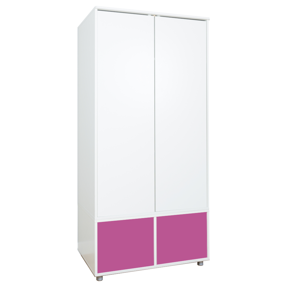 Uno S Tall Wardrobe White - incl. Small Pink Doors