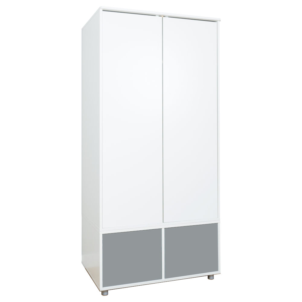 Uno S Tall Wardrobe White - incl. Small Grey Doors