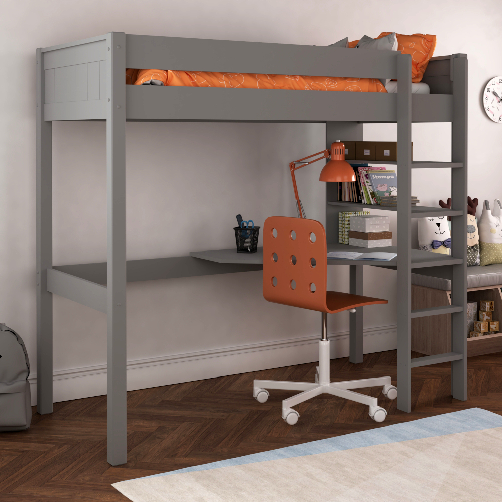 Classic Kids High Sleeper with integrated desk and shelving  UK Standard Single Size
