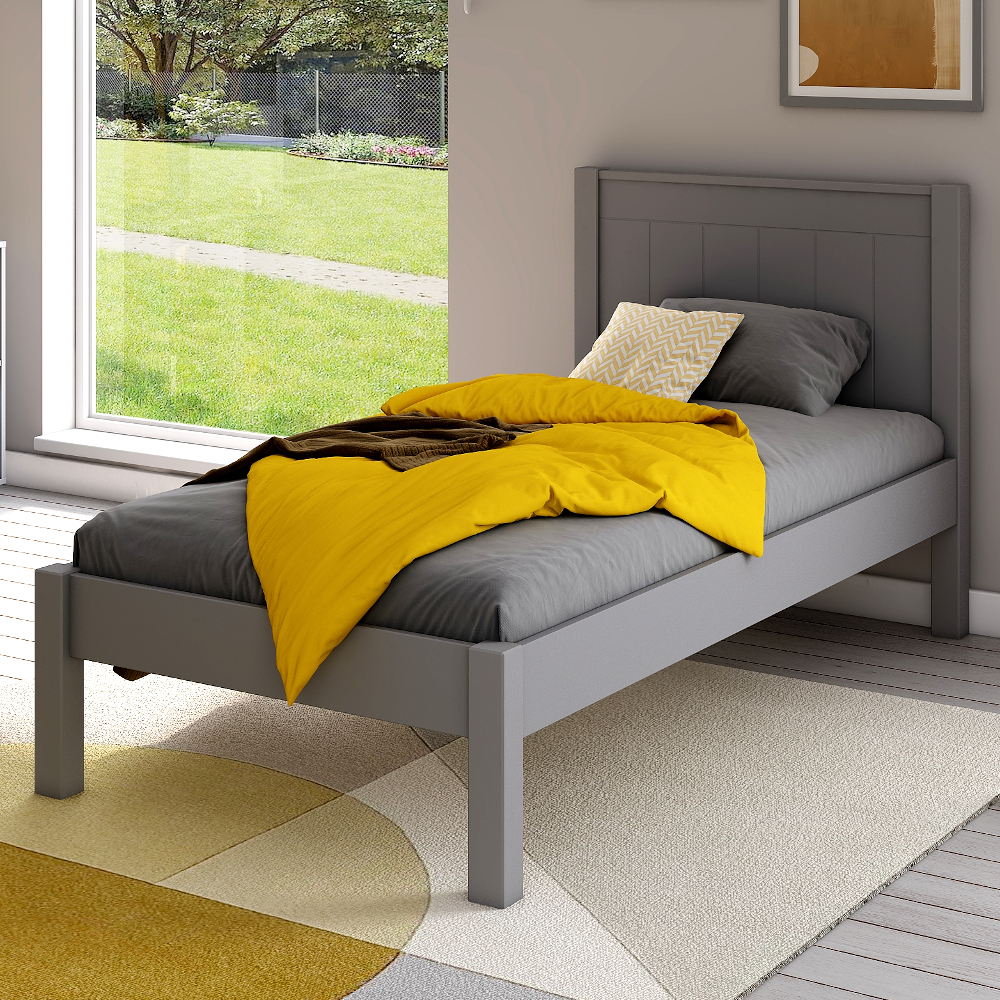 Classic Low End Single Bed in Grey