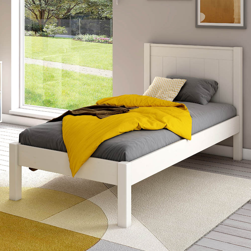 Classic Low End Single Bed in White