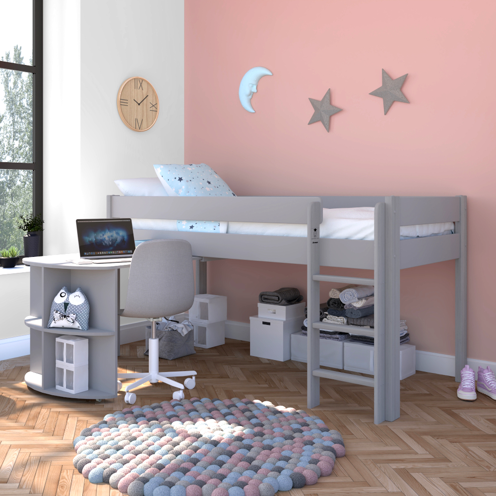 Uno Grey Midsleeper with Pull Out Desk 