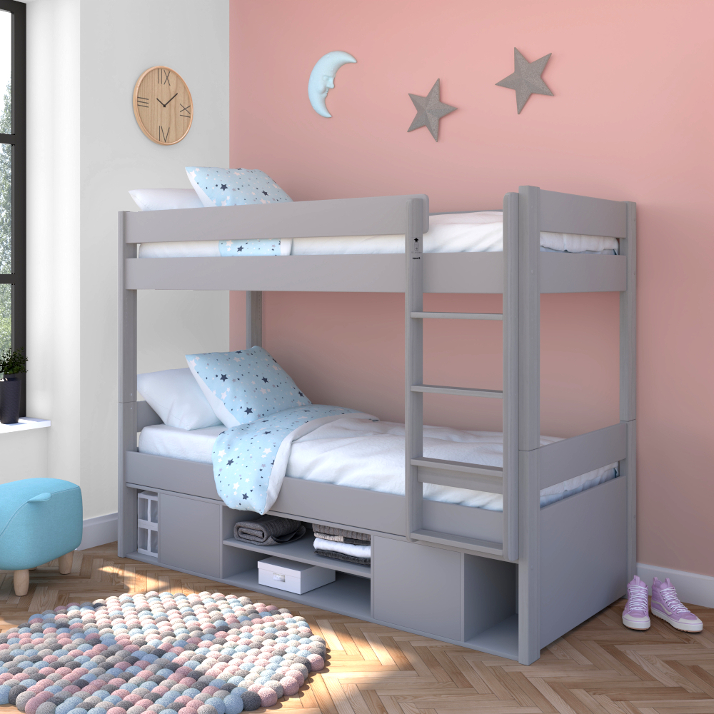 Uno Grey Storage Detachable Bunk Bed 