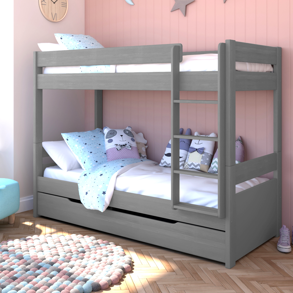 Uno Detachable bunk with Trundle in Grey