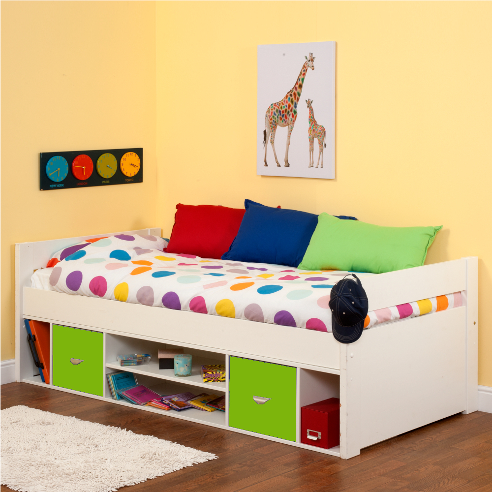 Uno Storage Cabin Bed with Lime Doors
