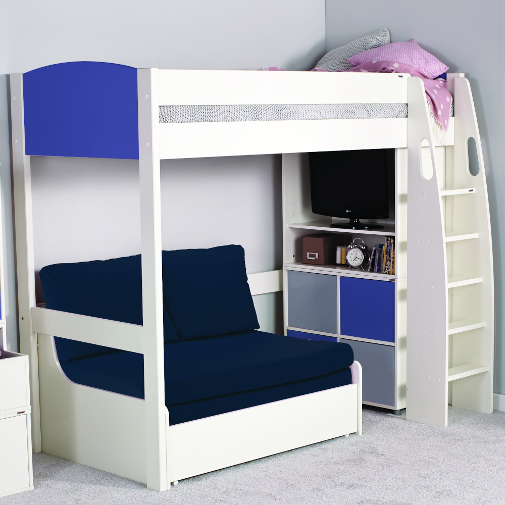 Uno S Highsleeper incl. Sofa Bed in Blue - Blue Headboards