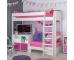 UnoS24 Highsleeper with Sofa Bed in Pink  Fixed Desk and Cube with two pink doors - view 1
