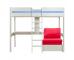 Uno 5 White Highsleeper with Desk + Pullout Chairbed with Red Cushion Set - view 2