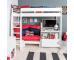 UnoS24 Highsleeper with Sofa Bed in Red  Fixed Desk and Cube with two white doors - view 2
