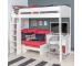 UnoS20 Highsleeper with Sofa Bed in Red and Cube Unit with two white doors - view 2