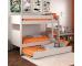 Classic Kids Bunk Bed  in White with full size trundle bed  including a free trundle mattress - view 1