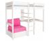 Uno 5 White Highsleeper with Desk + Pullout Chairbed with Pink Cushion Set - view 2