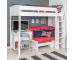 UnoS20 Highsleeper with Sofa Bed in Red and Cube Unit with two white doors - view 1