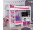 UnoS24 Highsleeper with Sofa Bed in Pink  Fixed Desk and Cube with two pink doors - view 2
