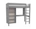 Classic Kids Highsleeper in grey with integrated desk and shelving and Tall Bookcase - view 2