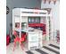 UnoS25 Highsleeper with Sofa Bed in Red  Fixed Desk  Pull Out Desk and Hutch with two white doors - view 1
