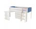 Uno S Midsleeper incl. Pull Out Desk & Chest of Drawers - Blue Headboards - view 2