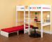 Uno 5 White Highsleeper with Desk + Pullout Chairbed with Red Cushion Set - view 1
