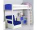 Uno S Highsleeper incl. Chair Bed in Blue & Cube Unit with 2 Blue+2 Grey Doors - Blue Headboards - view 1
