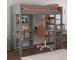 Classic Kids Highsleeper in grey with integrated desk and shelving and Tall Bookcase - view 1