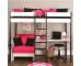 Uno 5 Nero Highsleeper with Desk + Pullout Chairbed with Pink Cushion Set - view 2