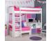 UnoS26 Highsleeper with Sofa Bed in Pink  Fixed Desk  Cube and Hutch 2 pink and 2 purple doors - view 2