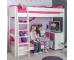 UnoS20 Highsleeper with Sofa Bed in Pink and Cube Unit with two pink doors - view 2