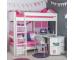 UnoS28 Highsleeper with Sofa Bed in Pink  Fixed Desk  Pull Out Desk  Cube and Hutch + 2 pink and 2 purple doors - view 2