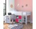 Uno 1a White Midsleeper Frame + Pullout Desk + 1 x Cube Unit Pink - view 1
