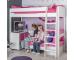 UnoS20 Highsleeper with Sofa Bed in Pink and Cube Unit with two pink doors - view 1