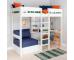 Uno 5 White Highsleeper with Desk + Pullout Chairbed with Blue Cushion Set - view 2