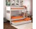 Classic Kids Bunk Bed in White with a Trundle Bed and Trundle Mattress - view 1