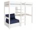 Uno 5 White Highsleeper with Desk + Pullout Chairbed with Blue Cushion Set - view 2