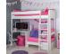 UnoS21 Highsleeper with Sofa Bed in Pink with Fixed Desk - view 1
