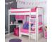 UnoS23 Highsleeper with Sofa Bed in Pink  Fixed Desk and Hutch with two pink doors - view 1