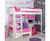 UnoS23 Highsleeper with Sofa Bed in Pink  Fixed Desk and Hutch with two pink doors - view 2