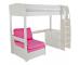 Uno S Highsleeper incl. Chair Bed in Pink & Cube Unit with 4 White Doors - White Headboards - view 2