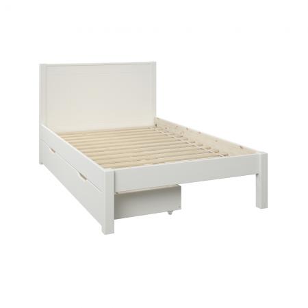 Stompa Classic Kids White Low end small double bed with a pair of drawers