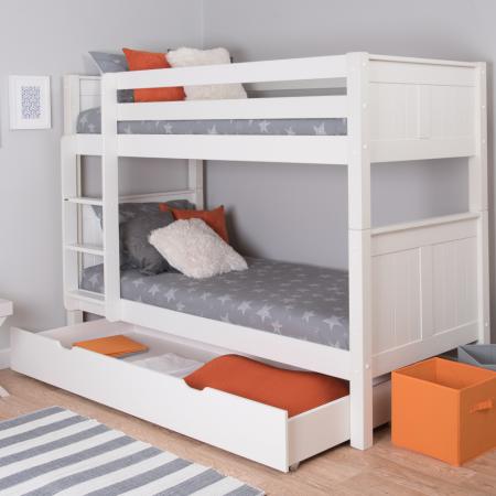 Classic Kids White Bunk With Trundle, Kid Bunk Bed With Trundle