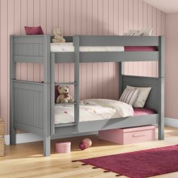 Zoomed Angled View of Classic Grey Detachable Bunk Bed