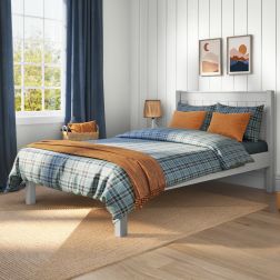 Zoomed Angled View of Classic Grey Low End Small Double Bed