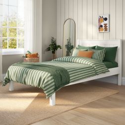 Zoomed Angled View of Classic White Low End Small Double Bed