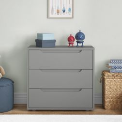 Zoomed Front View of Classic Grey 3 Drawer Chest