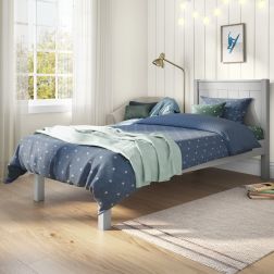 Zoomed Angled View of Classic Grey Low End Single Bed