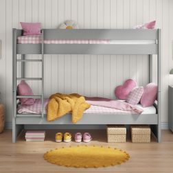 Zoomed Front View of Uno Grey Detachable Bunk Bed