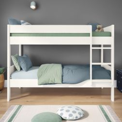 Compact White Detachable Bunk Bed Lifestyle Front Zoomed