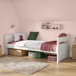 Zoomed Angled View of Uno White Cabin Bed